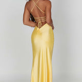 Alexia | Bias-Cut Plunging Satin Maxi Dress