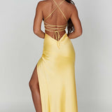 Alexia | Bias-Cut Plunging Satin Maxi Dress