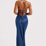 Alexia | Bias-Cut Plunging Satin Maxi Dress