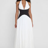 Leia | Sculpting Corset Waist Plunge Halterneck Maxi Dress