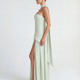 Aveline | Strapless Maxi Dress Thigh-High Split