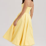 Solange | Soft Gathered Bodice V-Neck Sculpted Midi Dress