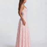 Sofia | Spaghetti Strap Straight Neckline Floral Lace Maxi Dress
