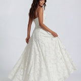 Sofia | Spaghetti Strap Straight Neckline Floral Lace Maxi Dress
