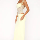 Amelie | Sheer Lace Bodice Cut-Out Maxi Dress