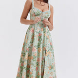Sabrina | Floral Split Midi Dress – Romantic Spring Stretch Sundress