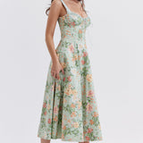 Sabrina | Floral Split Midi Dress – Romantic Spring Stretch Sundress