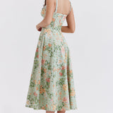 Sabrina | Floral Split Midi Dress – Romantic Spring Stretch Sundress