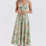 Sabrina | Floral Split Midi Dress – Romantic Spring Stretch Sundress
