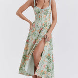 Sabrina | Floral Split Midi Dress – Romantic Spring Stretch Sundress