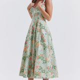 Sabrina | Floral Split Midi Dress – Romantic Spring Stretch Sundress