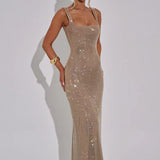 Madelyn | Rhinestone Embellished Stretch Net Maxi Dress
