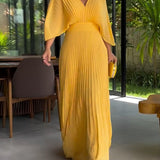 Maddy | Sophisticated Summer Vibrant Pleated Maxi Dress
