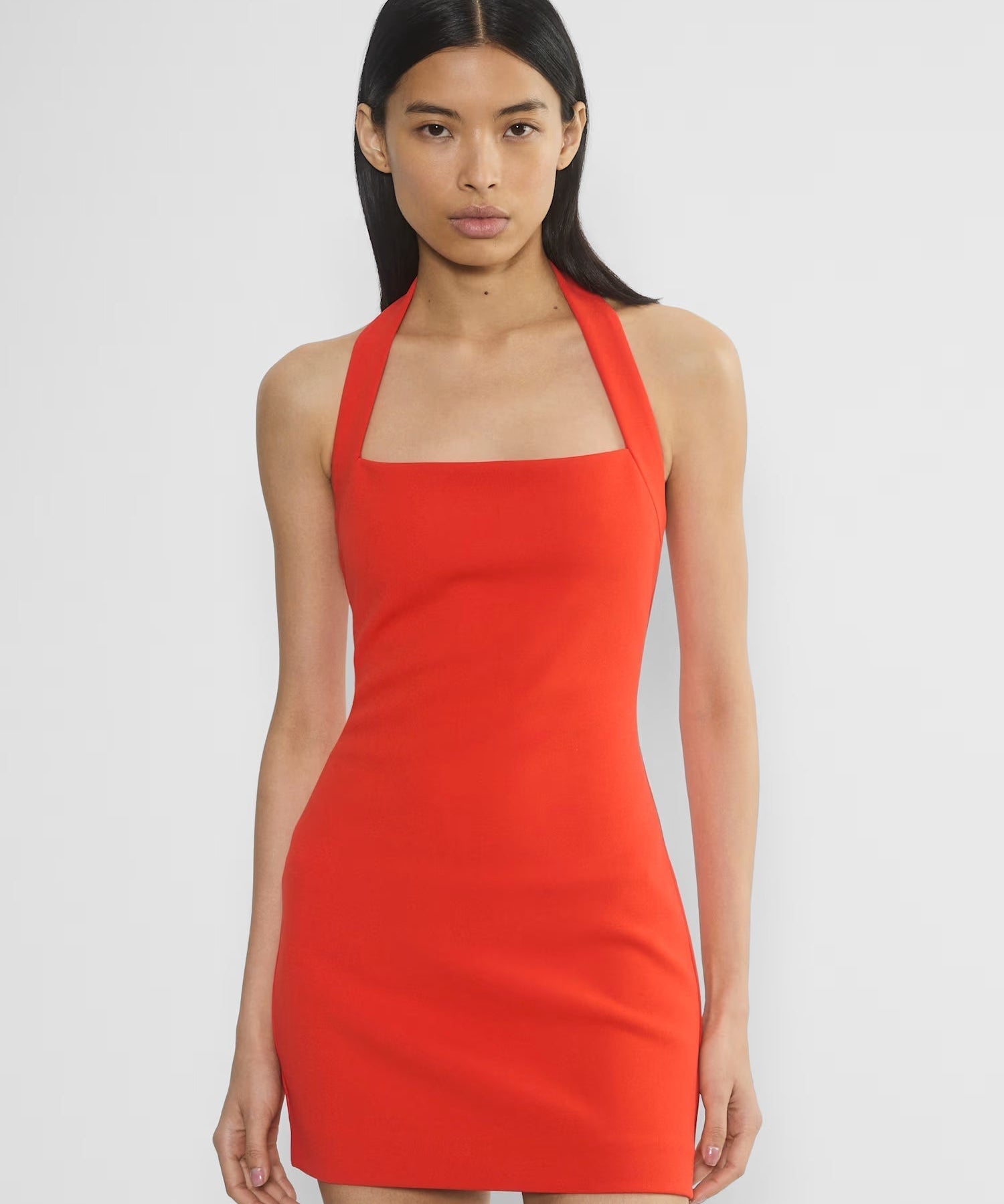 Colleen | Sleek Straight Neckline Tailored Structured Mini Dress