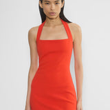 Colleen | Sleek Straight Neckline Tailored Structured Mini Dress