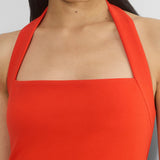 Colleen | Sleek Straight Neckline Tailored Structured Mini Dress