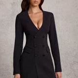 TIffany | Premium Plunging Double-Breasted Blazer Mini Dress