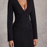 TIffany | Premium Plunging Double-Breasted Blazer Mini Dress