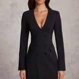 TIffany | Premium Plunging Double-Breasted Blazer Mini Dress