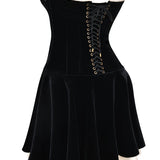 Marilla | Plush Black Velvet Strapless Mini Dress