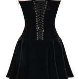 Marilla | Plush Black Velvet Strapless Mini Dress
