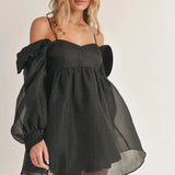 Desiree | Bubble Long Sleeve Off-Shoulder Mini Dress