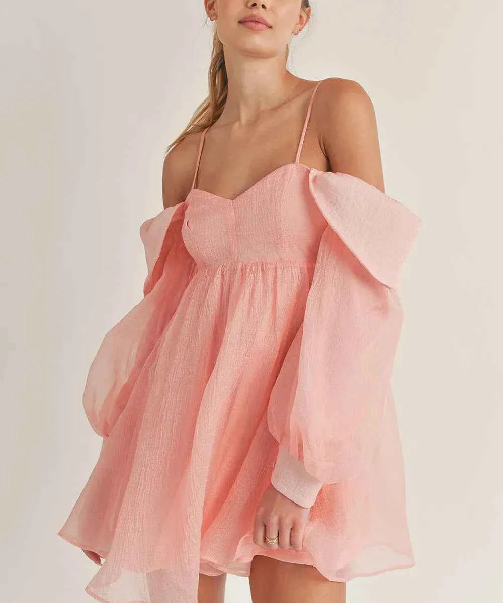 Aida | Relaxed Draped Halter Neck Lace-Trim Mini Dress - Isabel Lavigne