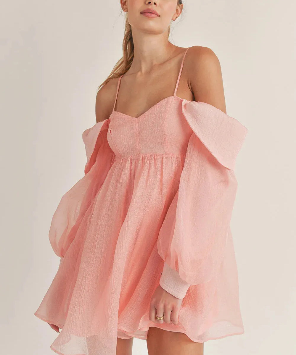 Desiree | Bubble Long Sleeve Off-Shoulder Mini Dress