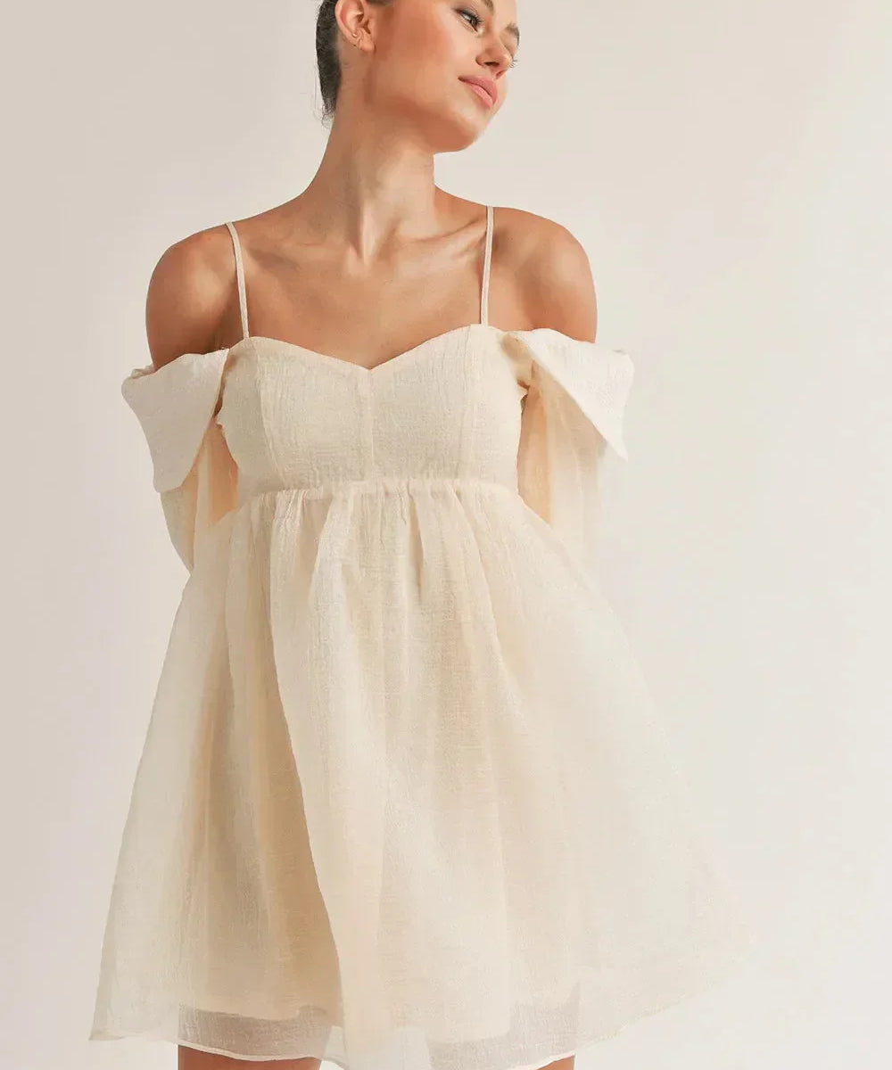 Desiree | Bubble Long Sleeve Off-Shoulder Mini Dress