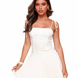Romy | White Tie Strap Corset Mini Dress